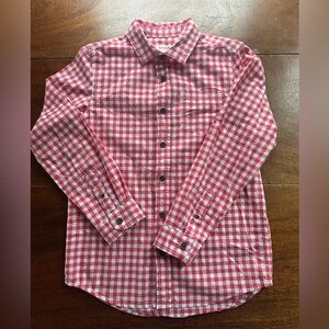 Cat & Jack Boys/Girls Red & White Gingham Button-Down Shirt – Size L